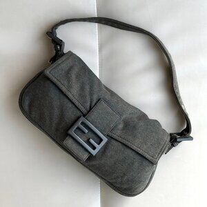 [SOLD] Fendi Charcoal Grey Jersey Baguette Shoulder Bag